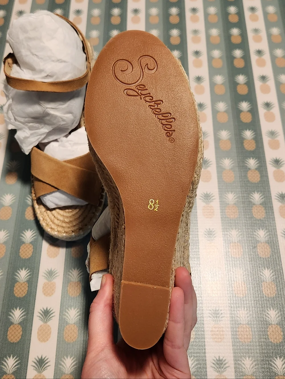 Seychelles Tan Suede Espadrille Wedge Sandals